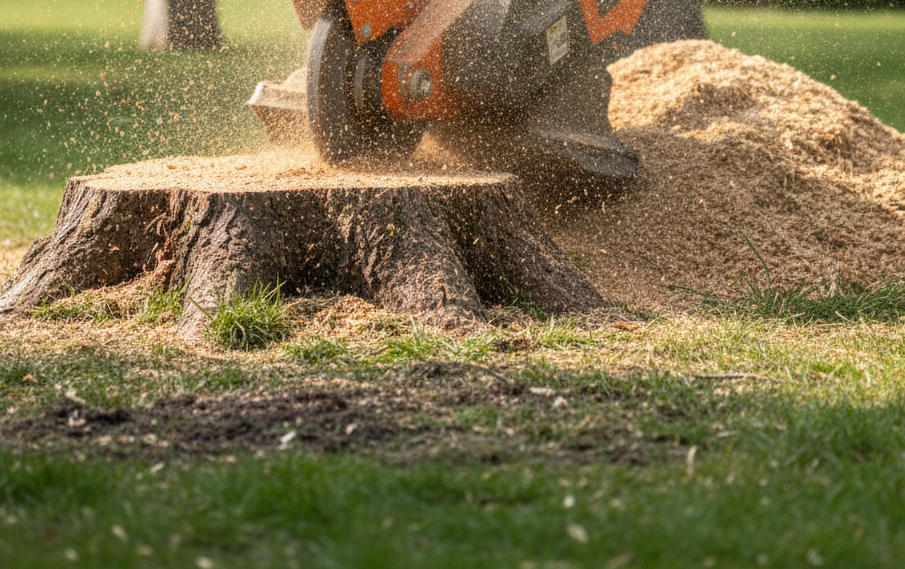 close up og stump grinding - no face